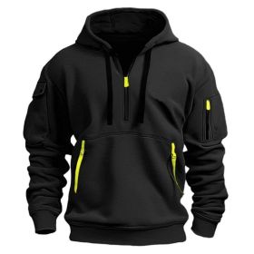 Dropped Shoulder Hooded Sweatshirt Men's Women's Plus Size Loose Pullover Fashion Sweatshirt (Option: Black-4XL-1pcs)