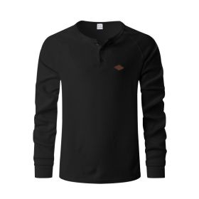 Waffle Buckle Quick-drying Raglan Henry Long Sleeve (Option: Black-L)