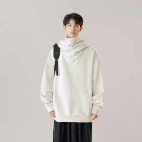 Hooded Turtleneck Sweater Men's Autumn Winter Couple Workwear Mechanical Style (Option: Snow Gray-XL)