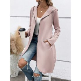 Personality Street Zip Hooded Long Velvet Lining Sweatshirt (Option: Lotus Root Color-L)