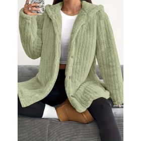 Hooded Loose Plush Coat Women's Regular Sleeve (Option: Green-2XL)