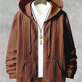 Men's Plus-sized Casual Hooded Sweater (Option: Caramel Color-4XL)