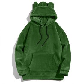Men's Casual Cool Fashion Sweater Coral Fleece Jacket (Option: Green-2XL)