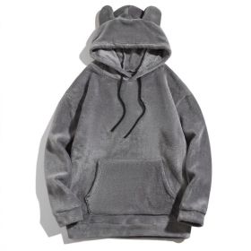 Men's Casual Cool Fashion Sweater Coral Fleece Jacket (Option: Gray-2XL)