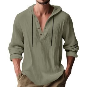 Hooded Casual Loose-fitting T-shirt Sweater For Men (Option: Army Green-XXXL)