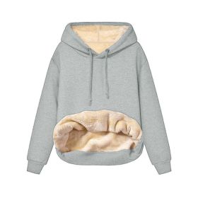 Warm Berber Fleece Pocket Hooded Sweatshirt Coat (Option: Light Gray-2XL)