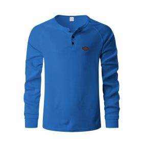 Waffle Buckle Quick-drying Raglan Henry Long Sleeve (Option: Sapphire Blue-L)