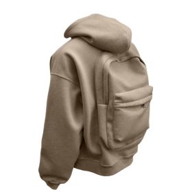 Backpack Men's Loose Sports And Leisure Hooded Zipper Sweatshirt (Option: Khaki-3XL)