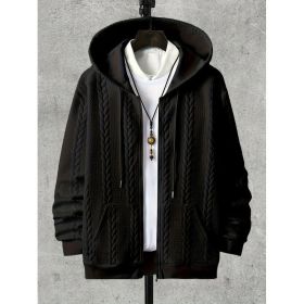 Men's Plus-sized Casual Hooded Sweater (Option: Black-3XL)
